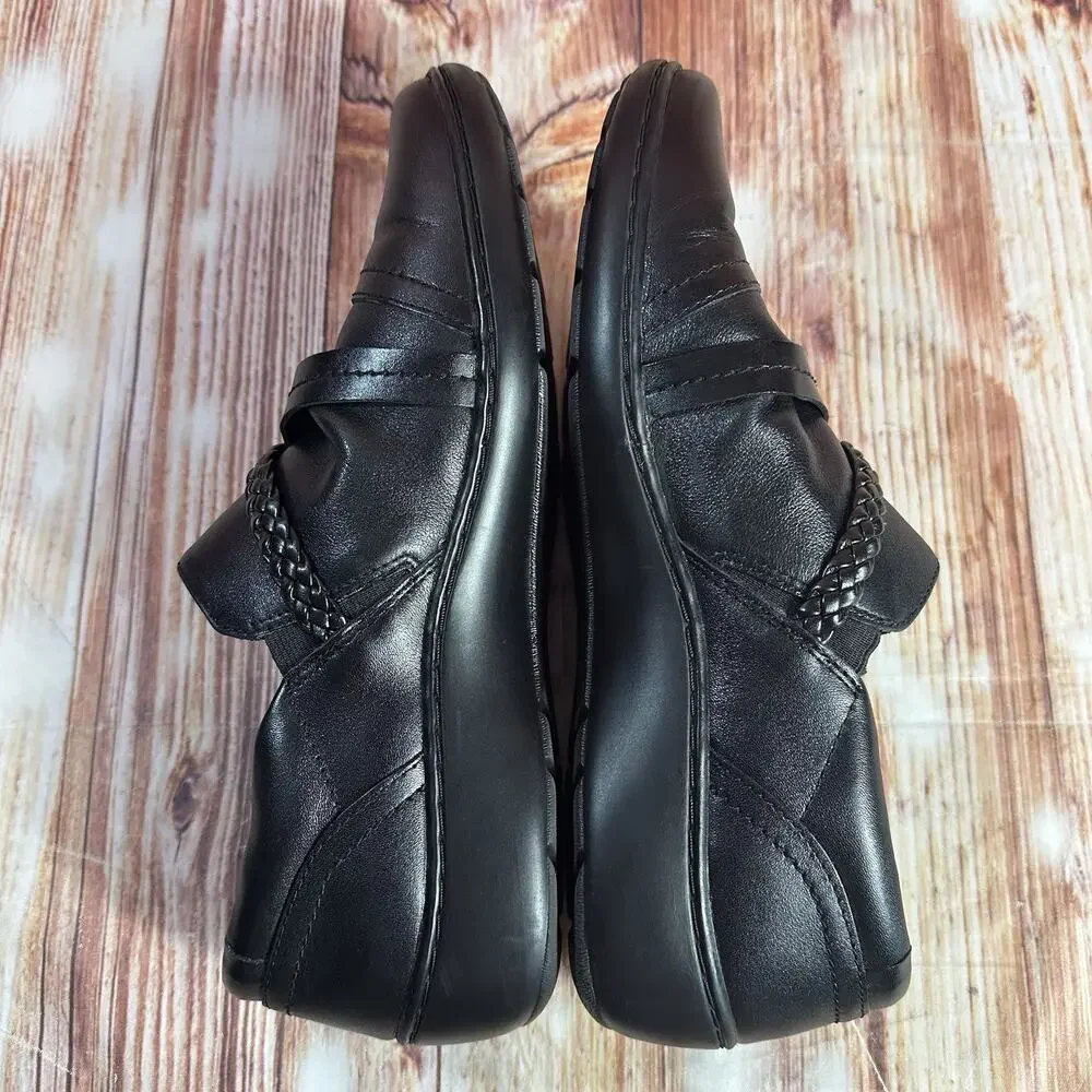 Clarks CORA BRAIDSHOE Size 10 Black Leather Braided Braid Loafers Flats Shoes - Picture 6 of 10